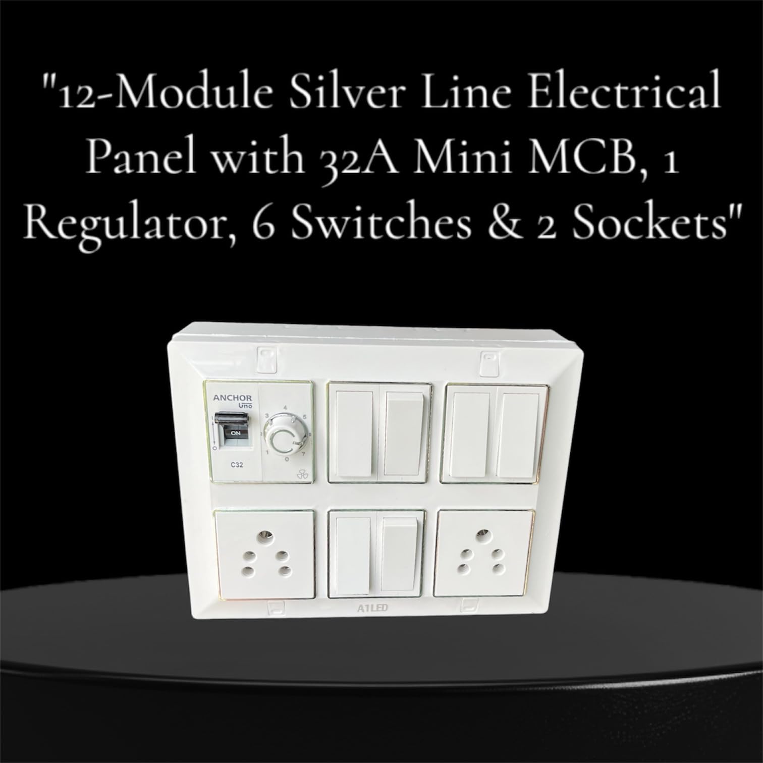 12 Module Silver Line Electrical Panel | 32A Mini SP MCB | 1 Fan Regulator, 6 Switches, 2 Universal Sockets - Premium Modular Design for Homes & Offices 1