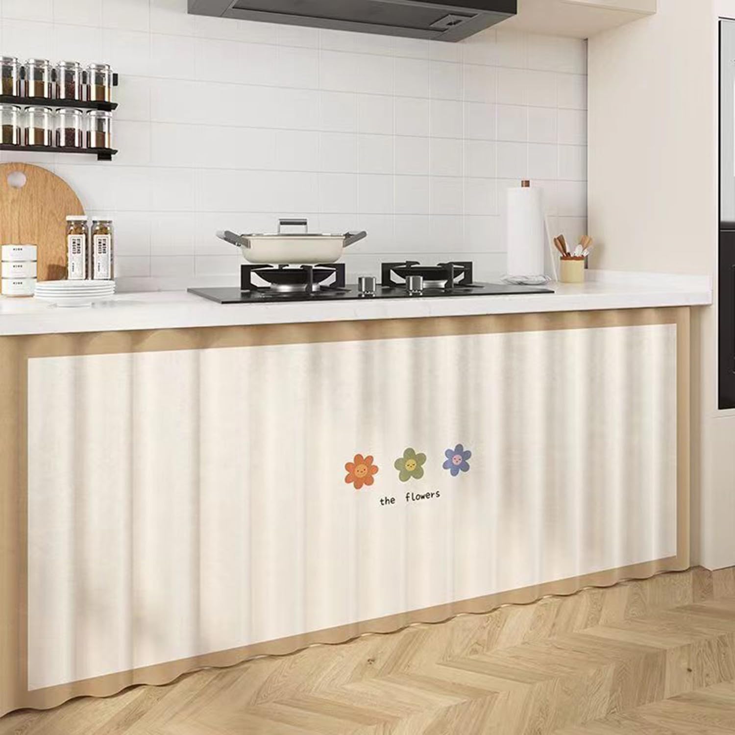FUELIX Curtains under the Sink, Furniture Blackout Curtain, Curtain Privacy for Storage Cabinets, Closet Door Curtain for Shoe Bookcase, Shelf, Living Room, Window, Kitchen A16,W80*H70cm