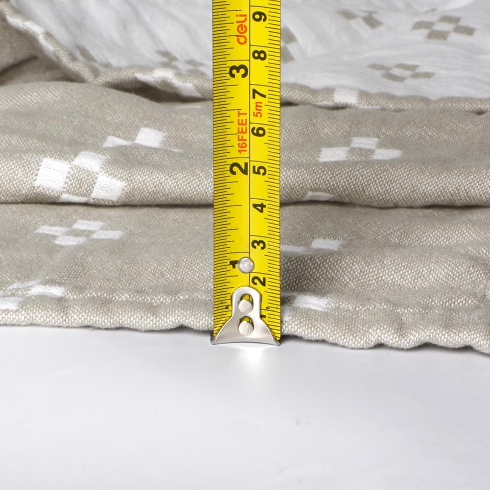 Cozy Lightweight Muslin 100% Cotton Blanket for Bed, Couch & Sofa, Summer Bedding Coverlet with Pattern,Camel, Queen 78''x90'' - Image 5
