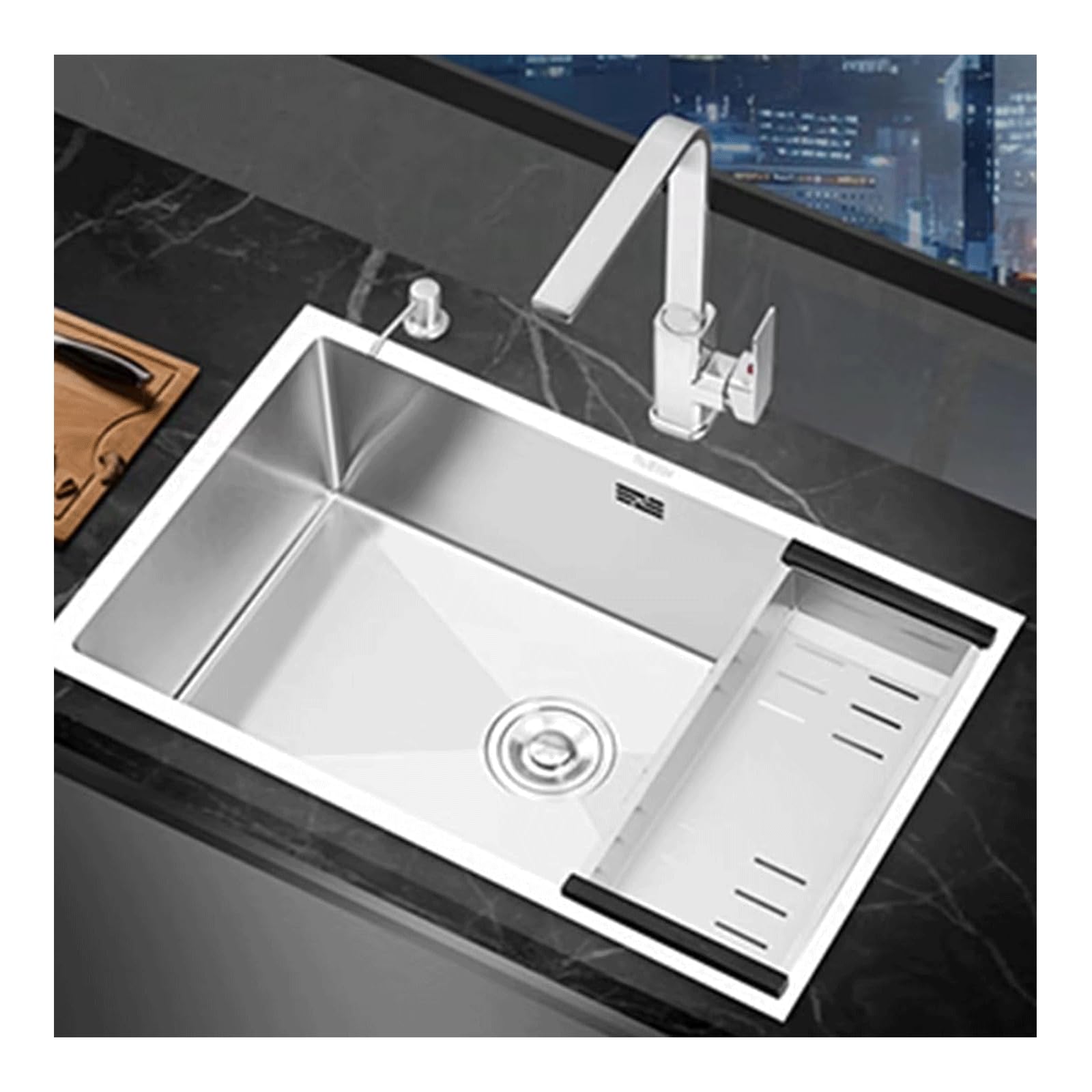 CZYWKDDPP Kitchenware Stainless Steel, 3MM Thickness Undermount Large Bar Sink with Accessories, Home Vegetable Basin Workstation