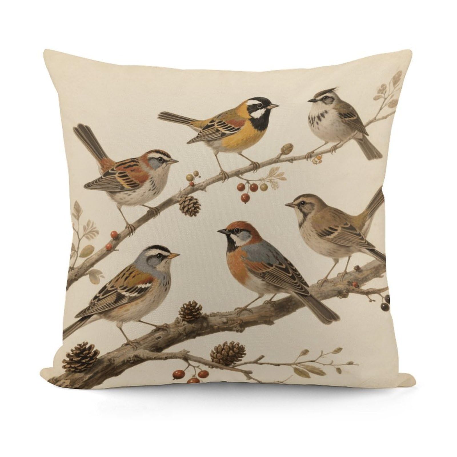 VstaDank Vintage Bird Throw Pillow Cover Soft Square Cushion Cover Art Artwork Pillow Covers Mordern Couch Pillow Covers Decorative Cushion Case for Chair Couch Bedroom Living Room