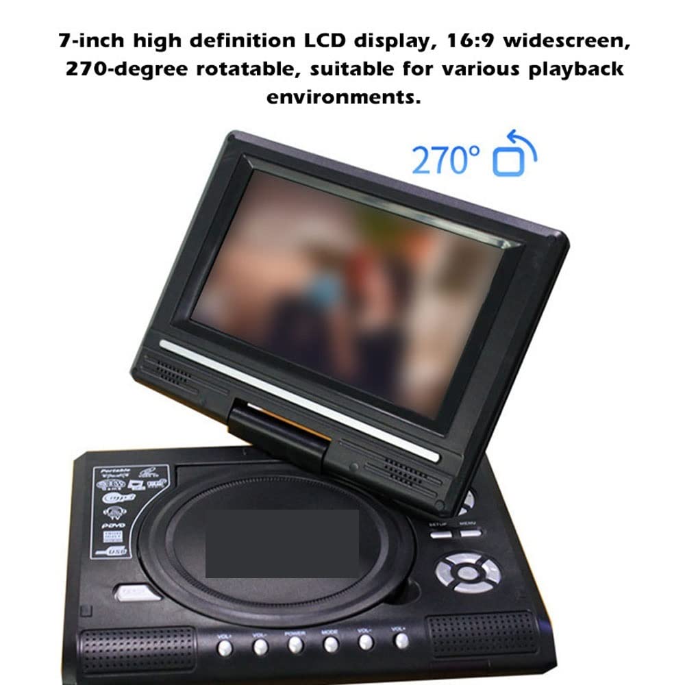 7,8 Pouces 16: 9 Lecteur DVD à écran Large Écran LCD Rotatif 270 ° Home Car TV Portable VCD MP3 Viewer avec Fonction de Jeu pour Voiture et Enfants