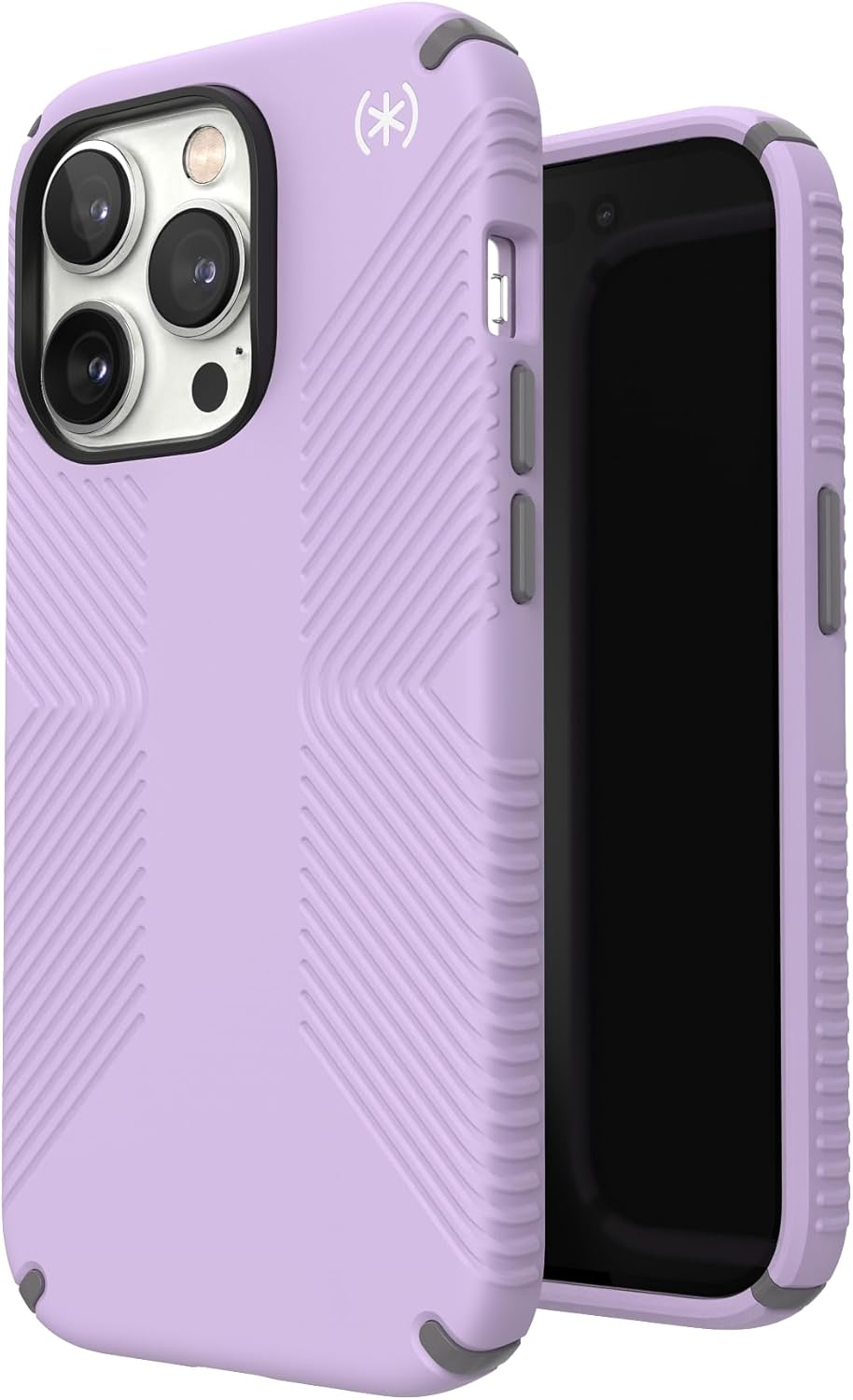 Speck iPhone 14 Pro Case - Drop Protection, Scratch Resistant, Dual Layer Slim Phone Case for 6.1 Inch iPhones 14 Pro - Built for MagSafe - Presidio2 Grip - Spring Purple/Cloudy Grey/White