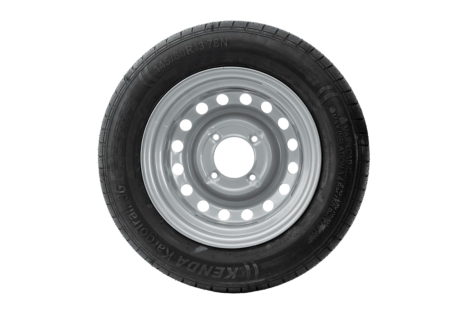KENDA Ruota Completa per Rimorchio 145/80 R13 78N, Massima Stabilità e Sicurezza con Cerchio in Acciaio 4Jx13 H2 4x115 ET0 per Rimorchi Leggeri e da Campeggio
