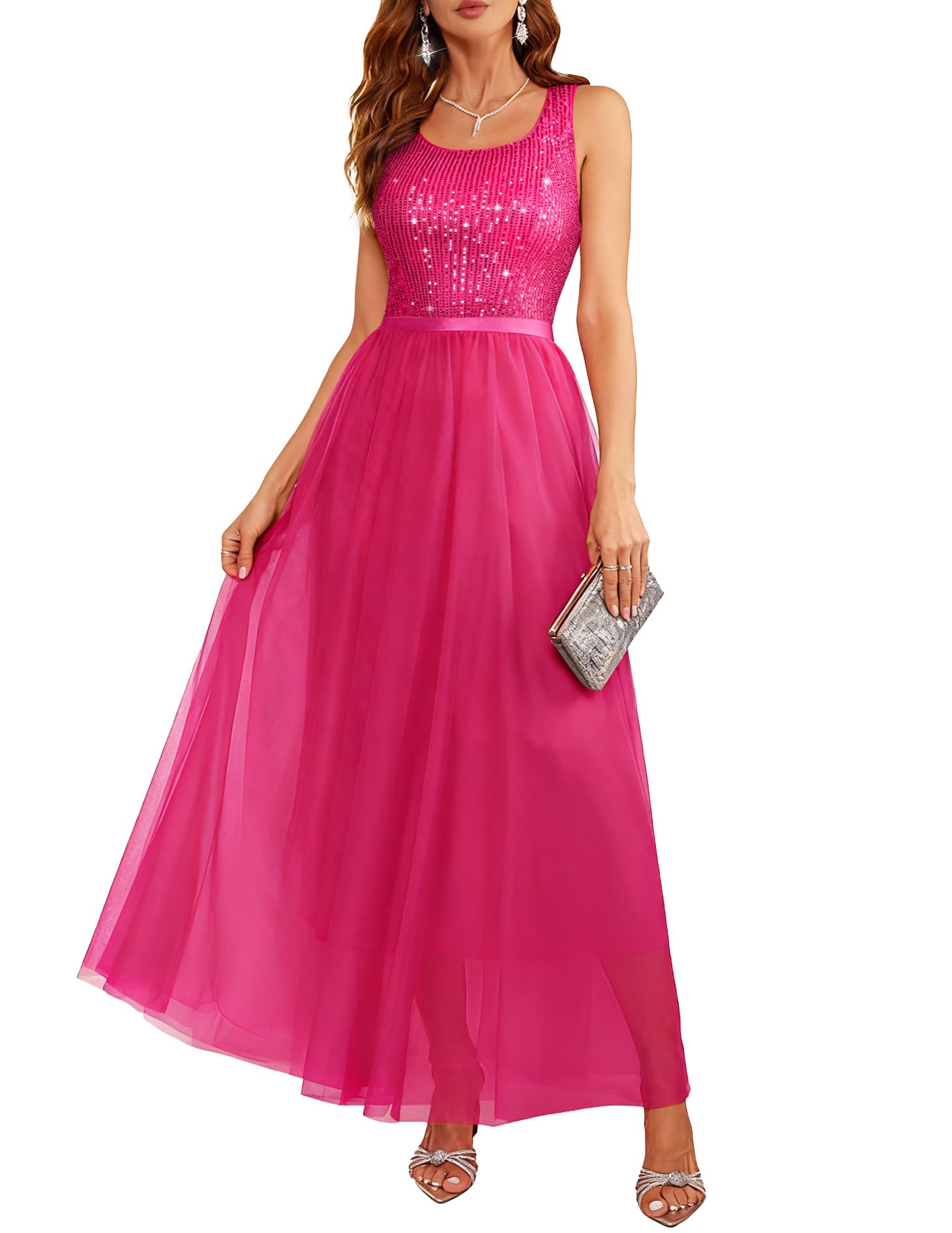 BeryLove Sequin A-Line Swing Maxi Dress