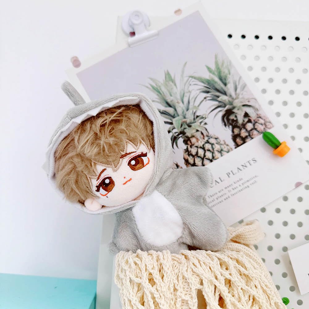 niannyyhouse 10cm~15cm Plush Doll Clothes Onesies Sharks Dinosaurs Cows Rabbits Fawns Unicorn Patterns Bodysuit Dolls Dress Up Accessories (Gray) - Image 3