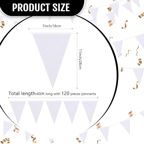 Miniatura 2 de Preboun Banderines de 400 pies sólidos, 240 unidades, guirnalda triangular para colgar, guirnalda a granel para gran apertura, carnaval, fiesta de