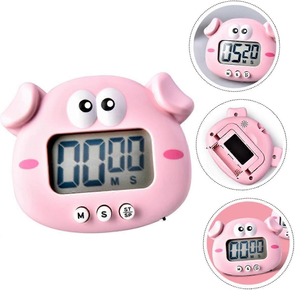 Rosa 2 pz Cartoon Timer Orologi Comodino Sveglia Cucina Timer Cottura Timer Sveglia Timer Digitale Carino Cucina Tempo con Plastica Led