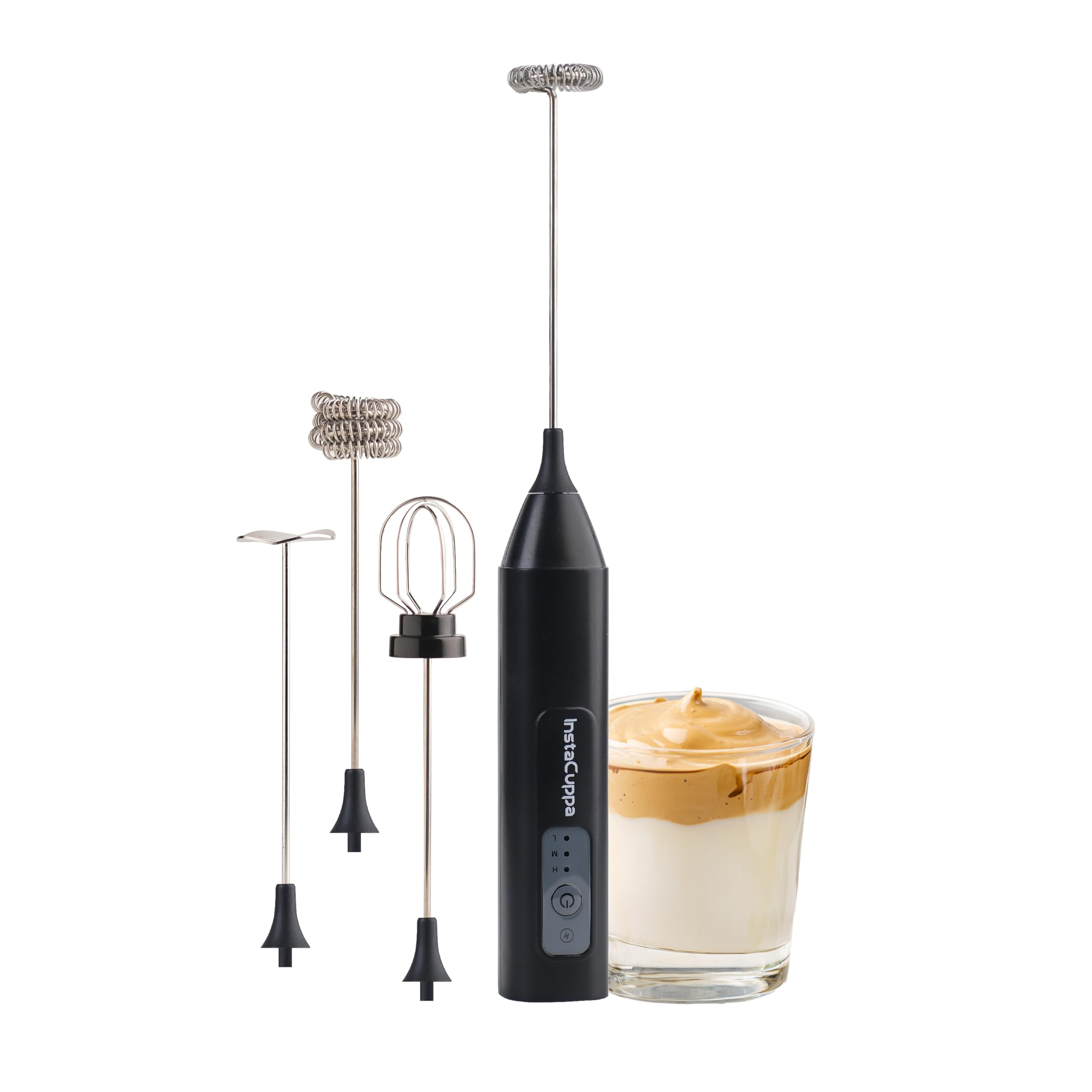 InstaCuppa Rechargeable Milk Frother for Busy Moms - 4 Whisks Beat Mix Froth, 3 Speed Settings, 30-Second Café Quality Coffee Foam Maker at Home-image-13