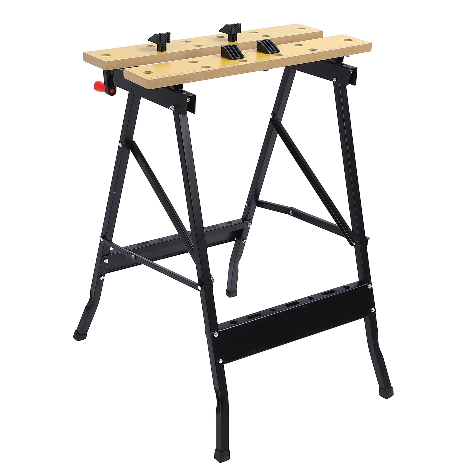 Mesa de Trabajo Plegable, Marco de Acero con Mordazas de MDF, Banco de Trabajo Portátil para Taller, Carga de 220 LB, Superficie de Sujeción Ajustable para Talleres, Reparación, Pintura,