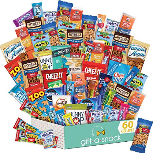 Variety Snack Care Package (60 Count) Gift Box for Adults - Cookies, Chips