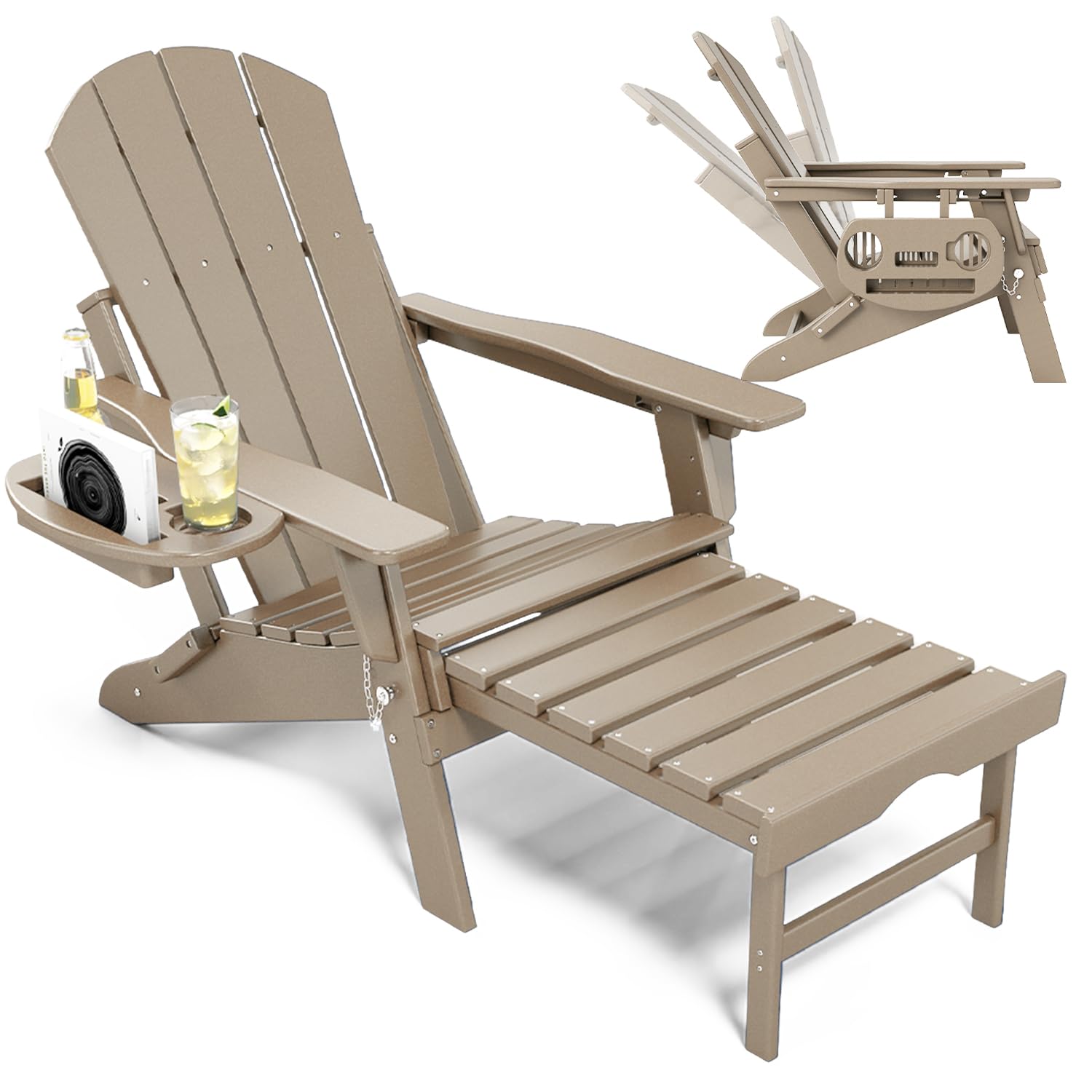 NAVINE Adjustable Adirondack Chair with Ret retractable Ottoman
