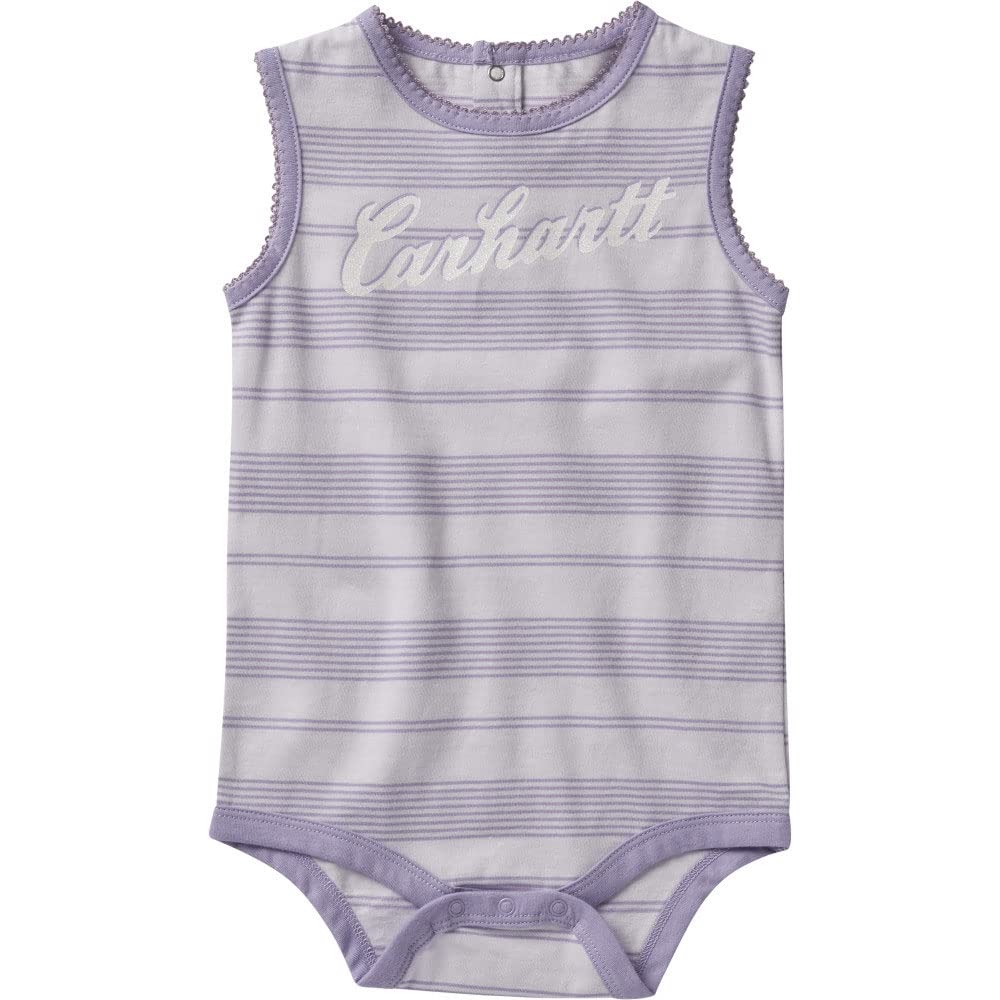 Carhartt Baby Girls' Stripe Tank Bodysuit, Lavender Fog, 9 Months