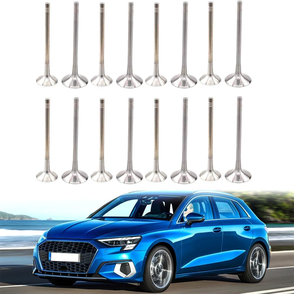 16Pcs Engine Intake & Exhaust Valve Kit for GTI for VW CC Eos GTI Jetta Passat Tiguan 2.0TFSI for Audi A3 A4 A5 A6 A8 Allroad Q5 RS7 S6 S7 S8 TT RS TTS Quattro CAEB EA888 Engine