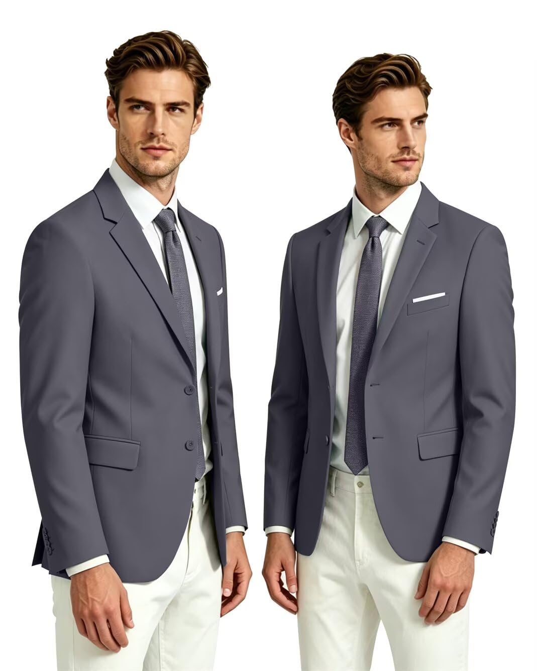 Giacche da uomo casual a due bottoni slim fit blazer abito separa cappotto sportivo con tasche per matrimoni e feste, grigio scuro, 5XL