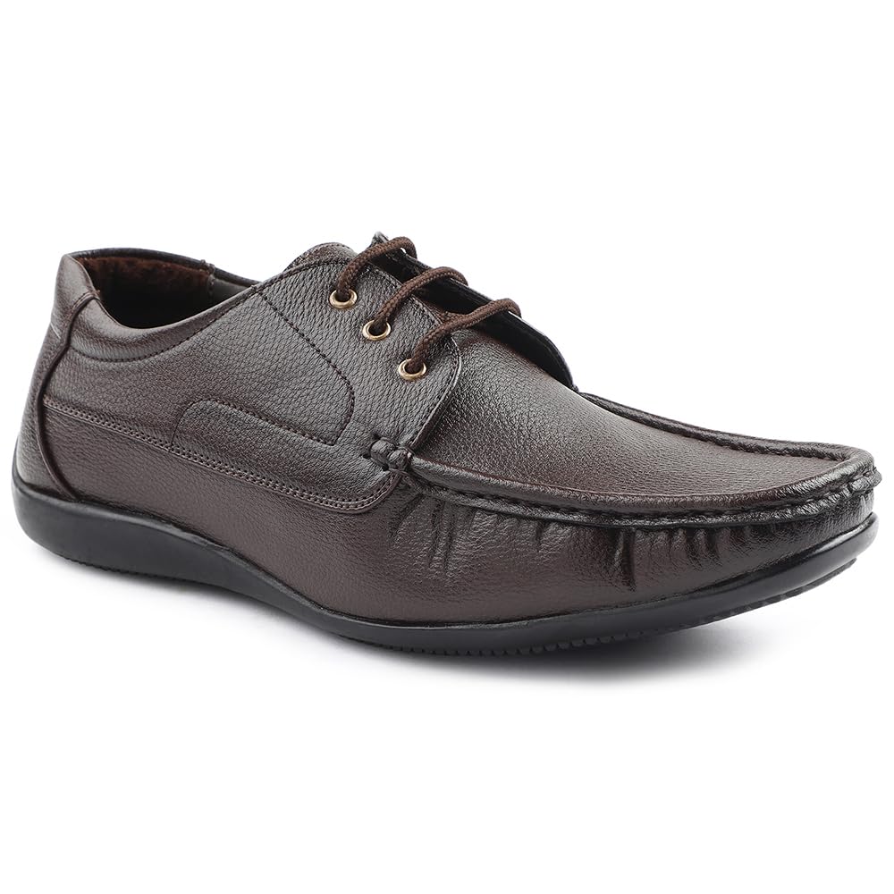 Fortune HML-6E Men’s Formal Derby Shoes - Black, Brown - Synthetic Leather Lace-Up with Cushioned Footbed - Stylish Office Footwear - Comfortable and Lightweight-image-38