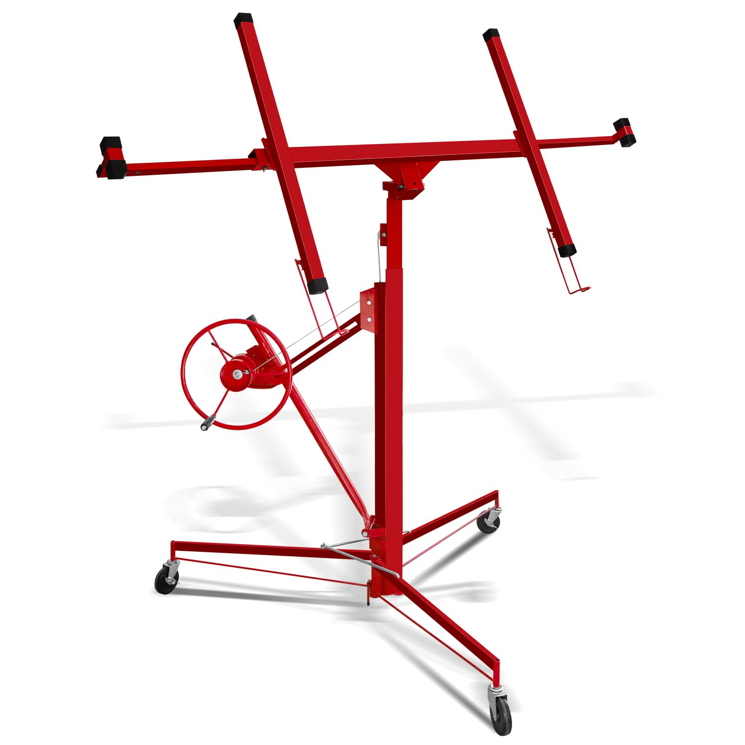 XXL Plattenheber Trockenbau, Tragfähigkeit 68 kg, Arbeitshöhe 140-350 cm, max. Breite 290 cm, Klappbarer, verstellbar, schwenkbar, Montagehilfe, rot