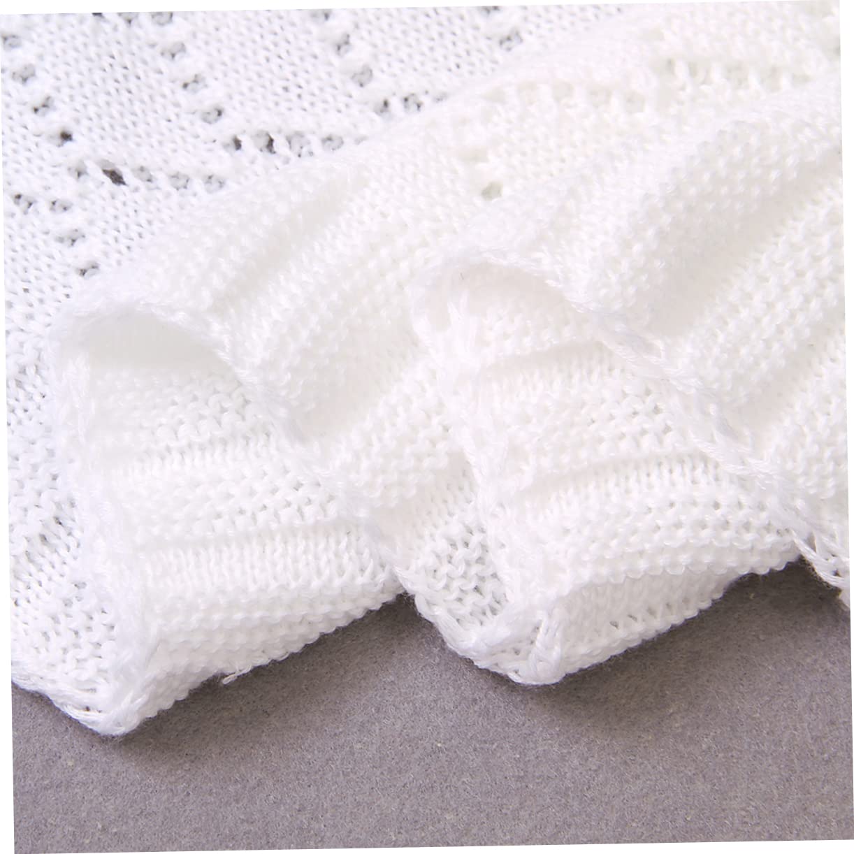 ibasenice Coperta Maglia Per Autunno Inverno e Leggera Coperta Per Passeggino e Lettino Design Intrecciato e Traspirante Colore Sbiancato