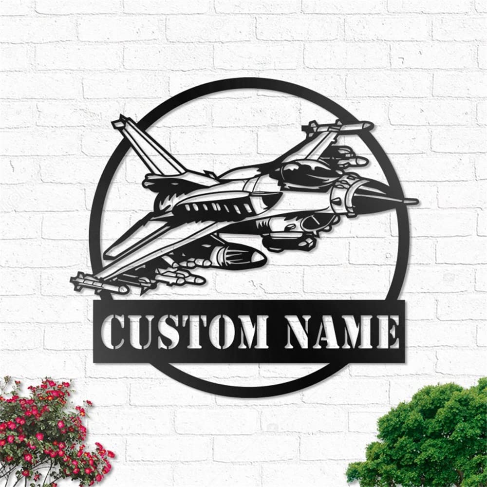 Custom Fighter Jet Metal Signs,Outdoor Wall Decor,Personalized Pilot Family Name Sign,Customized Last Name Signs for Home,Army Military Combat Aircraft Plane Home Decor,On Air Sign