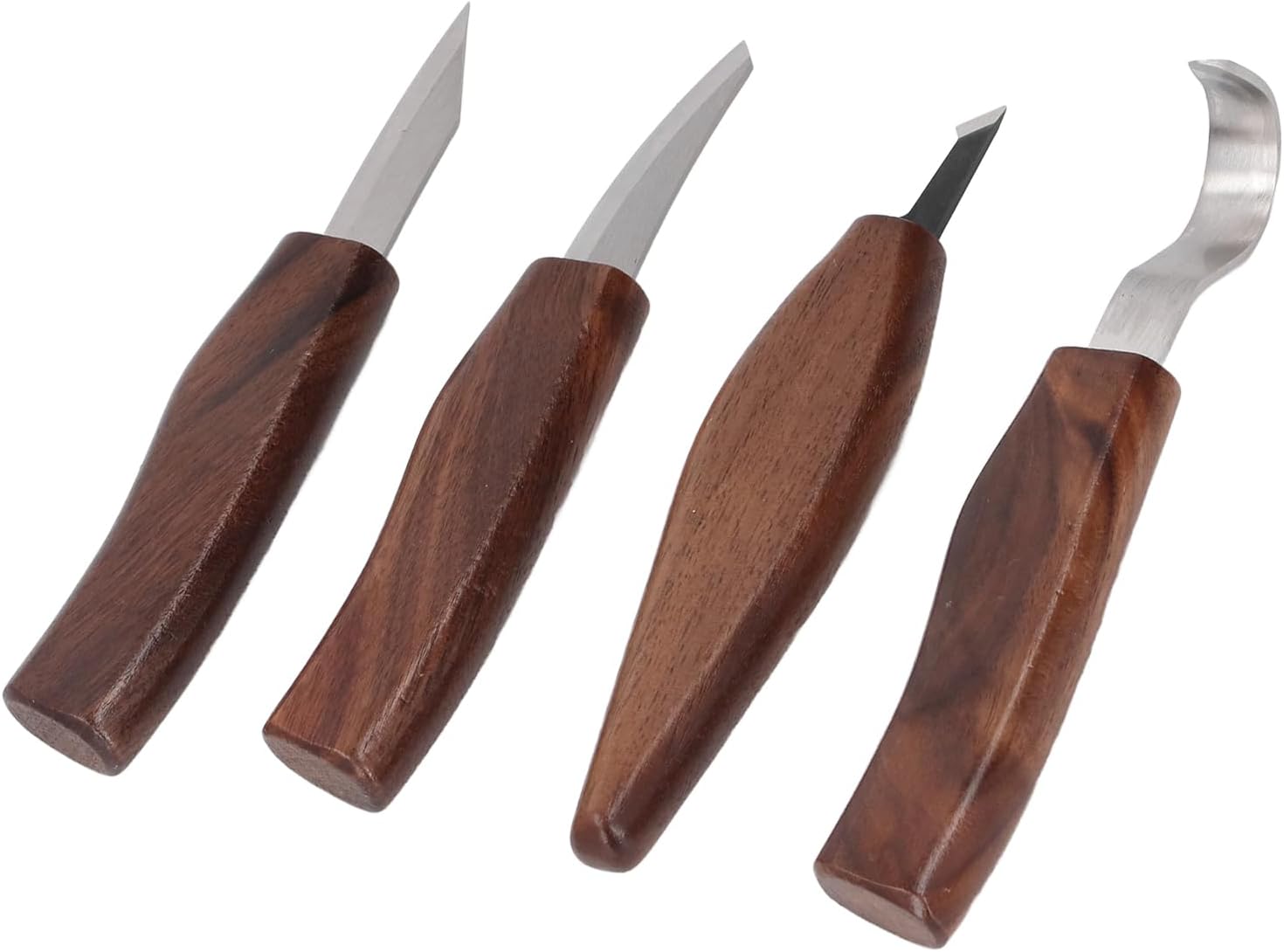 4PCS Wood Carving Tools with Sharpening Stone Leather Strop, Walnut Handle Digging Sculpting Set, Professional Woodworking Carving Kit for Hand Carving, Gypsum and Paper Craft Proj