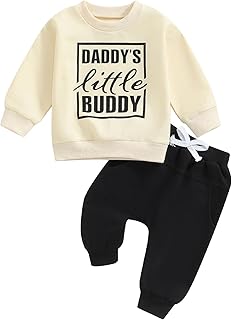 Conjunto de pantalones bordados de manga larga con letras de colores lisos+cintura elástica pantalones de chándal para bebé y niño