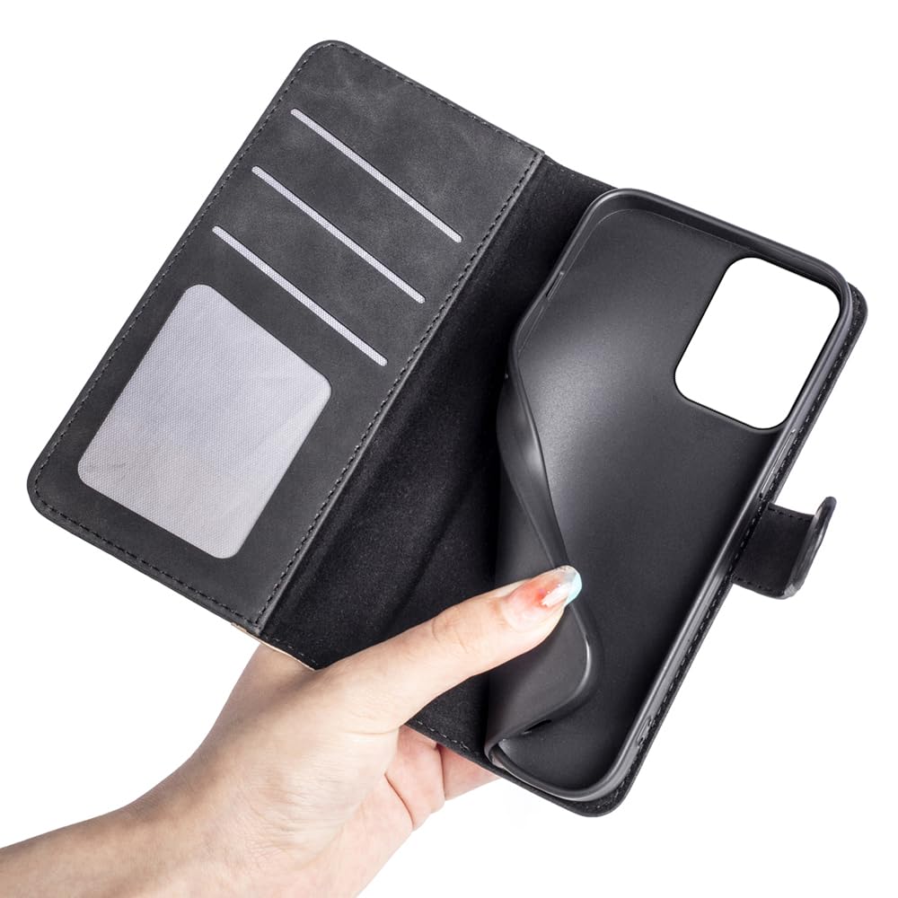 Funda Cartera Con Imán Para Motorola Moto G34, Piel Sintética PU, Soporte Para Ver Vídeos Y Ranuras Para Tarjetas (negro)