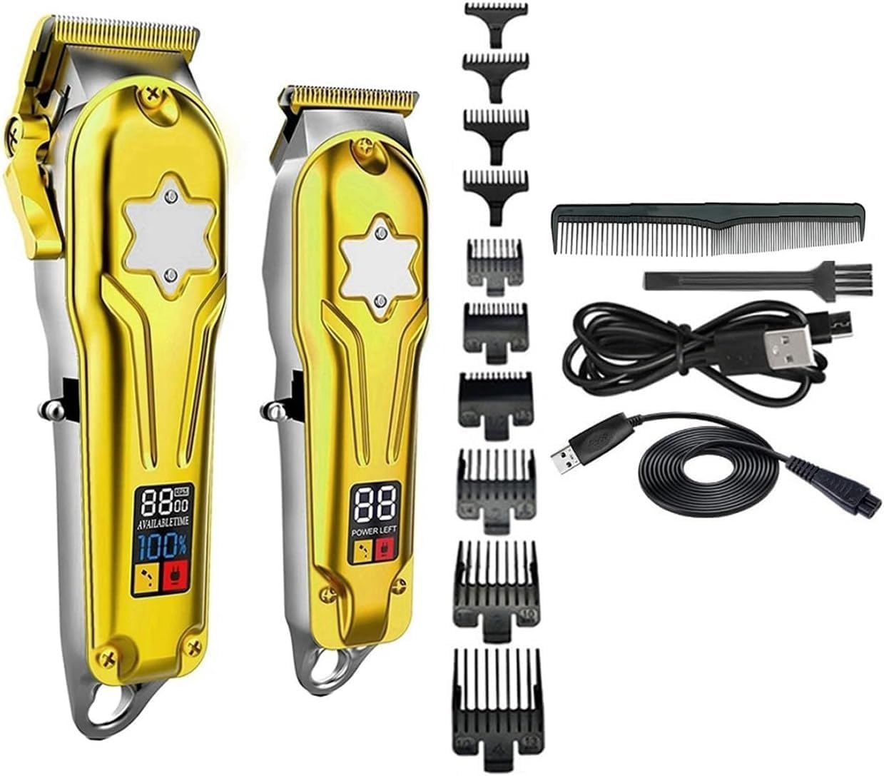 Hair Clipper, Professional Hair Clipper Powerful Pro Hairdressing Combo Kits Electric Hair Trimmer Hair Cutting Machine Metal