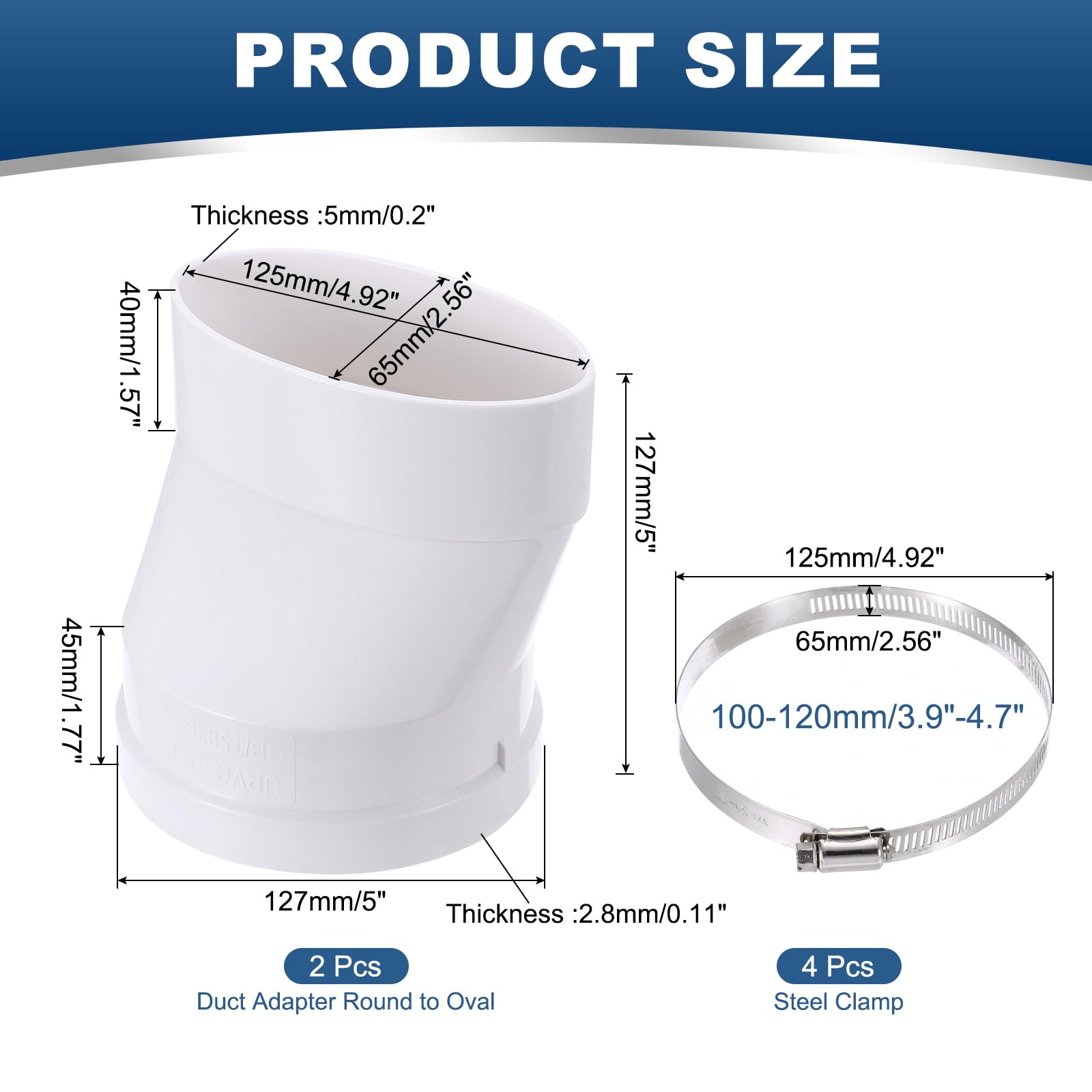 PATIKIL Duct Adapter Round to Oval - Image 2