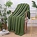 Longhui bedding Olive Green Cotton Cable Knit Throw Blanket for Couch Sofa Bed, Home Decorative Lightweight Knitted Blankets with Bonus Laundering Bag, 60“ x 80”, Machine Washable
