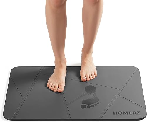 Miniatura 9 de Homerz Tapete de baño de piedra de alta calidad, tapete de baño de tierra de diatomeas absorbente de roca para baño, tapete de secado de piedra