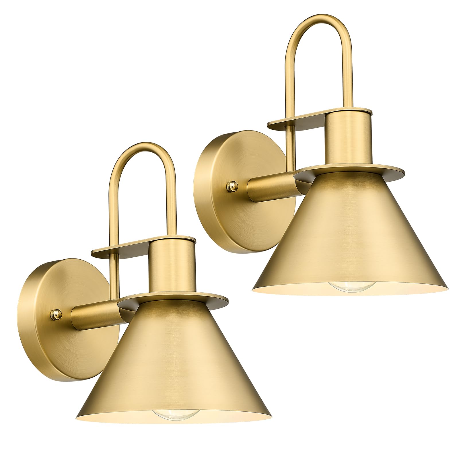 Wall Sconces Set of 2 HWH 1-Light Gold Bathroom Light Fixtures Modern Barn Wall Lamp with Metal Shade