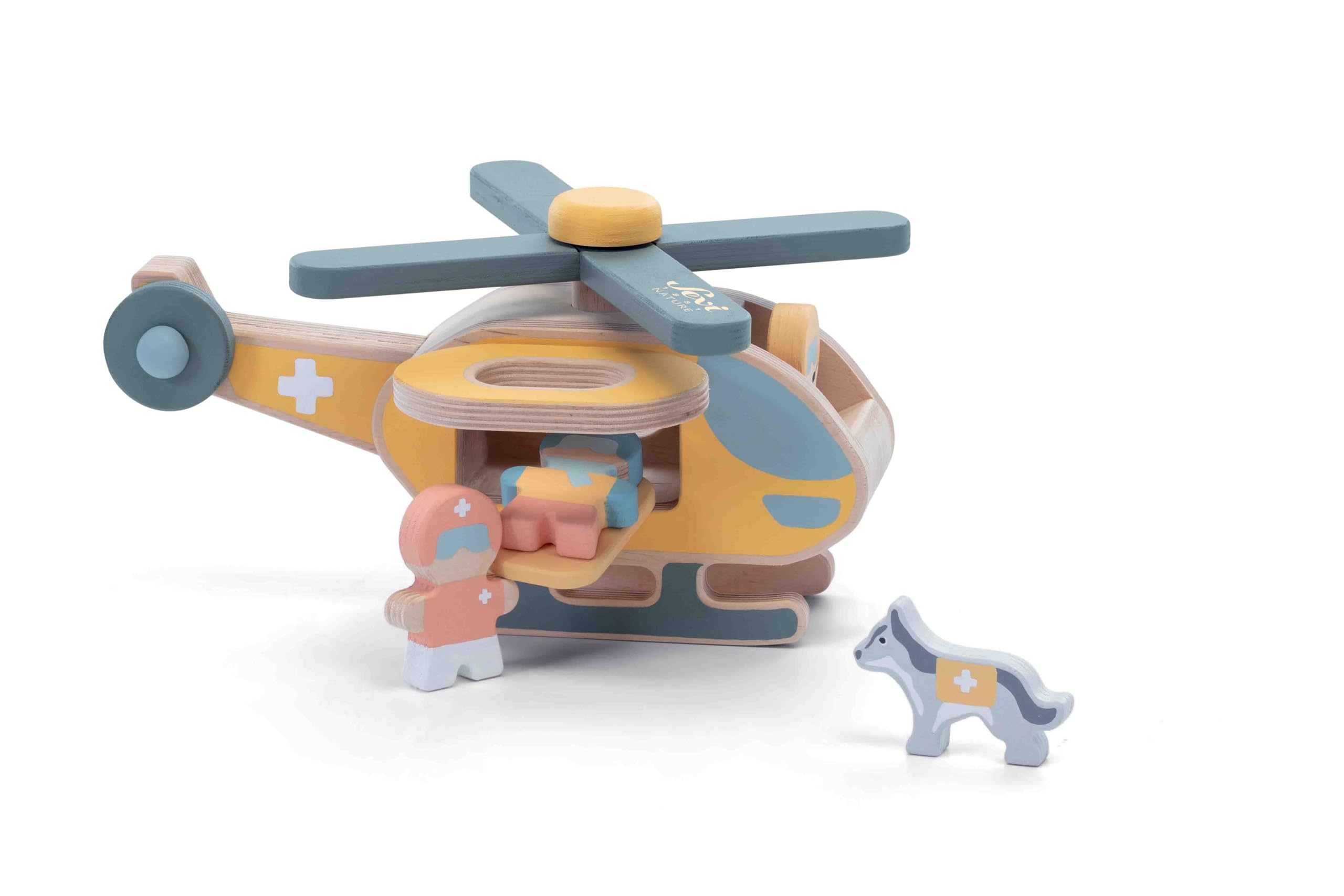 Sevi Play Set Elisoccorso Dolomiti | Trudi by Giochi in Legno Bimbo da TRE anni | 29x11,5x19cm Nature | Modello 87863
