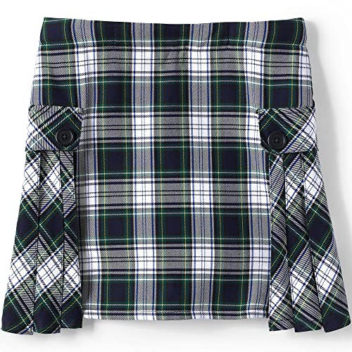 Lands' End Uniform Plaid Side Pleat Skort Above The Knee White Plaid Kids Slim 8 #TOP25