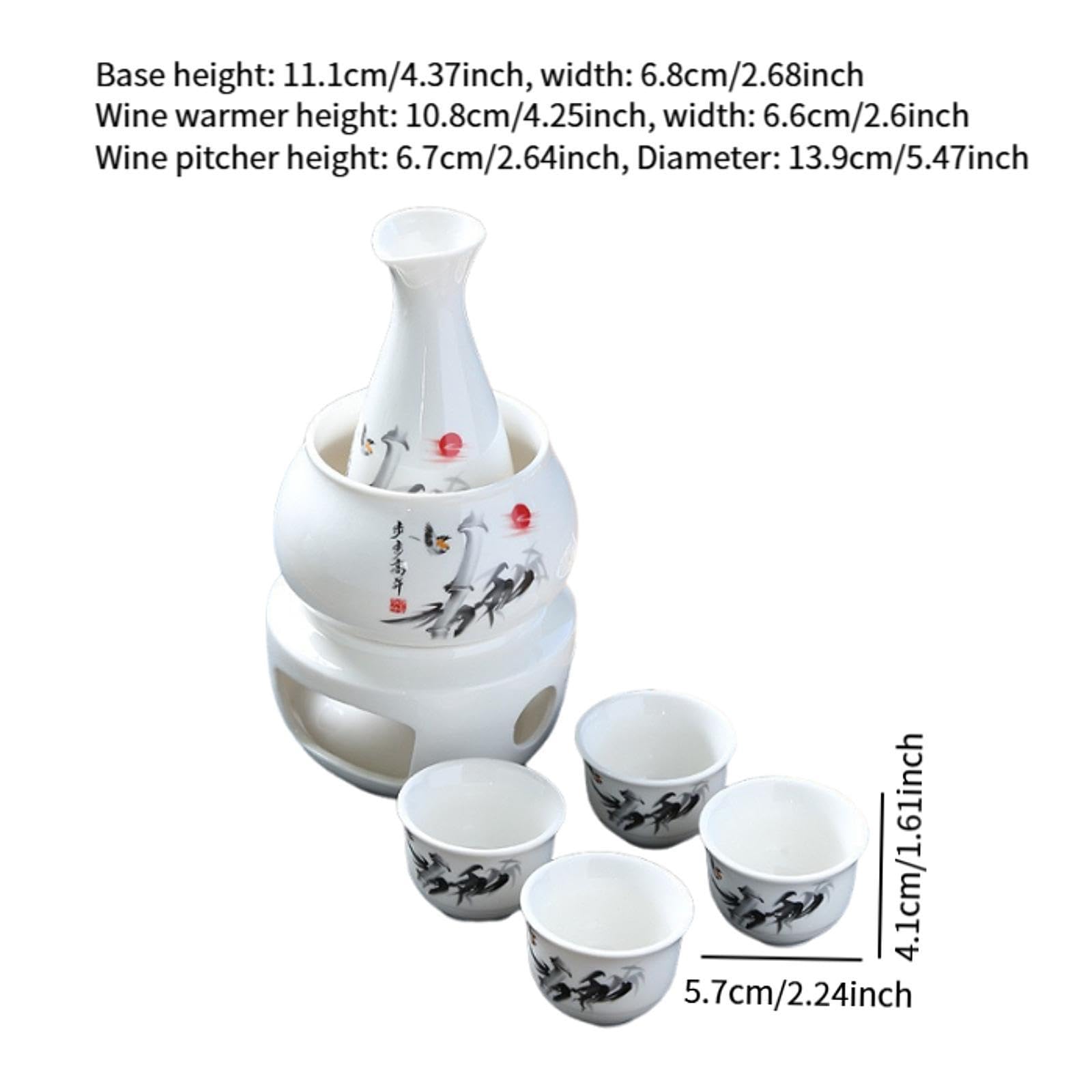 7 Teiliges Japanisches Sake Set mit Bechern Und Flasche Zum Erwärmen Und Servieren von Getränken, Traditioneller Stil, Ideal für.., A