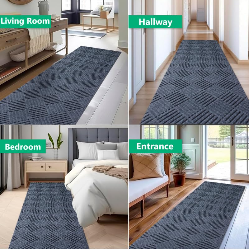 Tapete decorativo rectangular 72 x 12 pulgadas gris miniatura 2