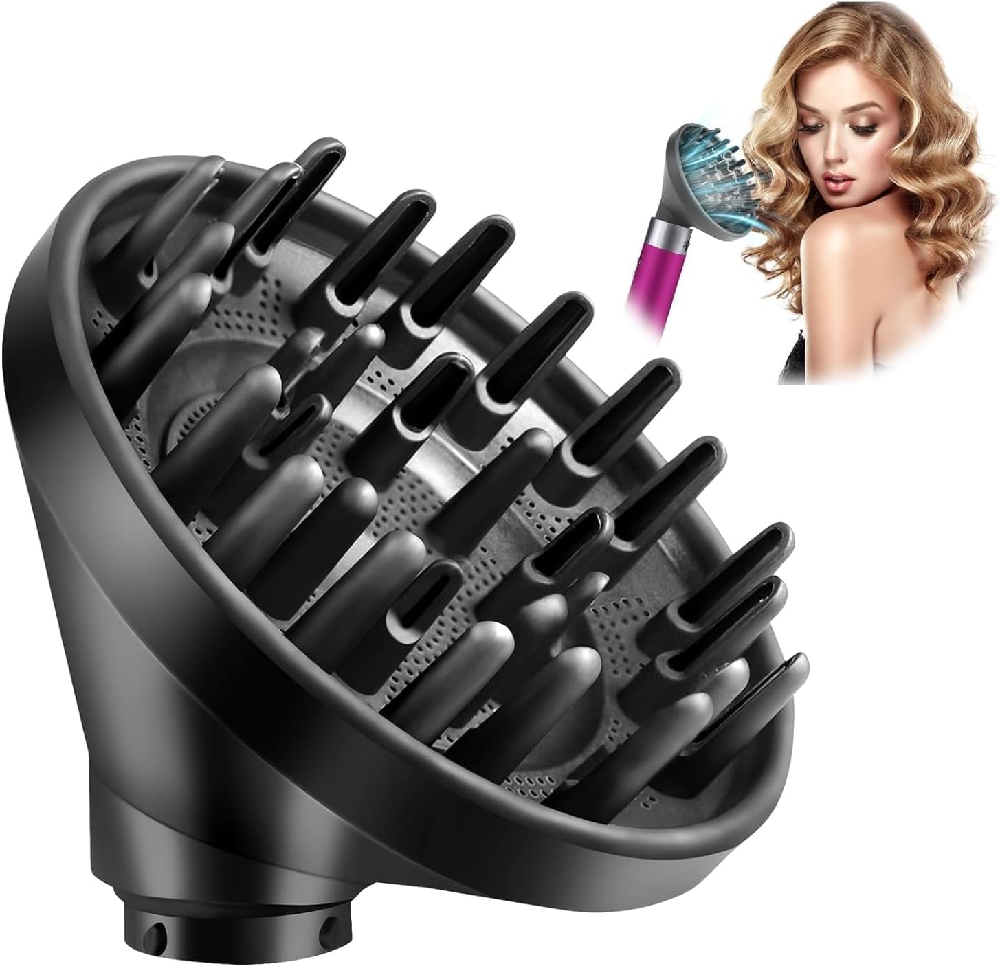 Whixant Hair Diffuser Universal Hair Diffuser Attachment Hair Dryer Diffuser for Fine Thick Curly and Frizzy Hair Professional Salon Tool Suitable for 1.38-inch to 1.97-inch Blow Dryer-picture-48