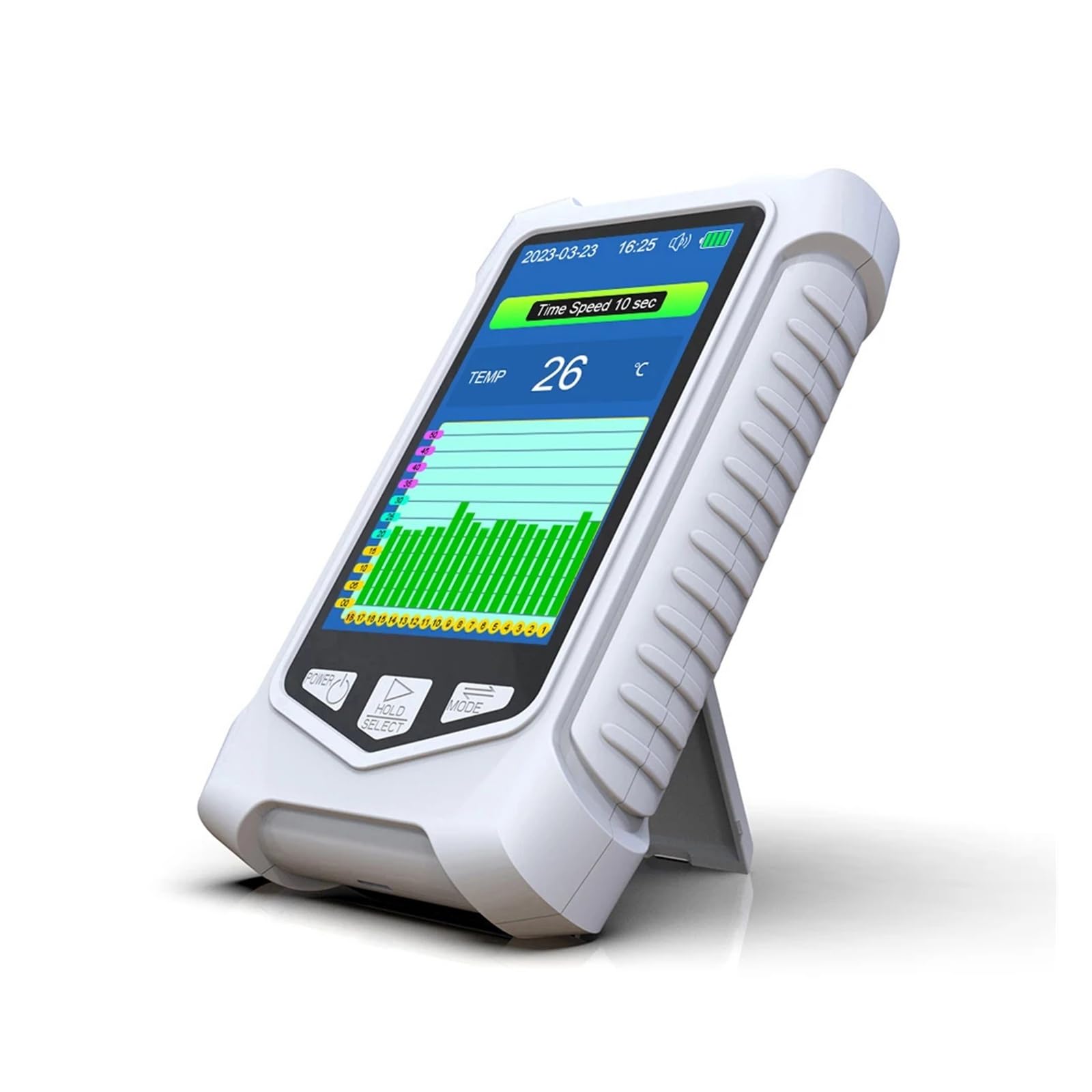 Moniteur de qualité de l'air Portable avec détecteur de gaz O3, de température et d'humidité, écran LCD et alarmes visuelles et sonores. Intérieur/Extérieur