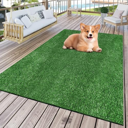 FREADEM Artificial Grass Rug, 4' x 6' Artificial Turf Fake Faux Grass Mat with Drainage Holes, Indoor Outdoor Synthetic Turfs for Garden Lawn Landscape Entryway Balcony Decoration