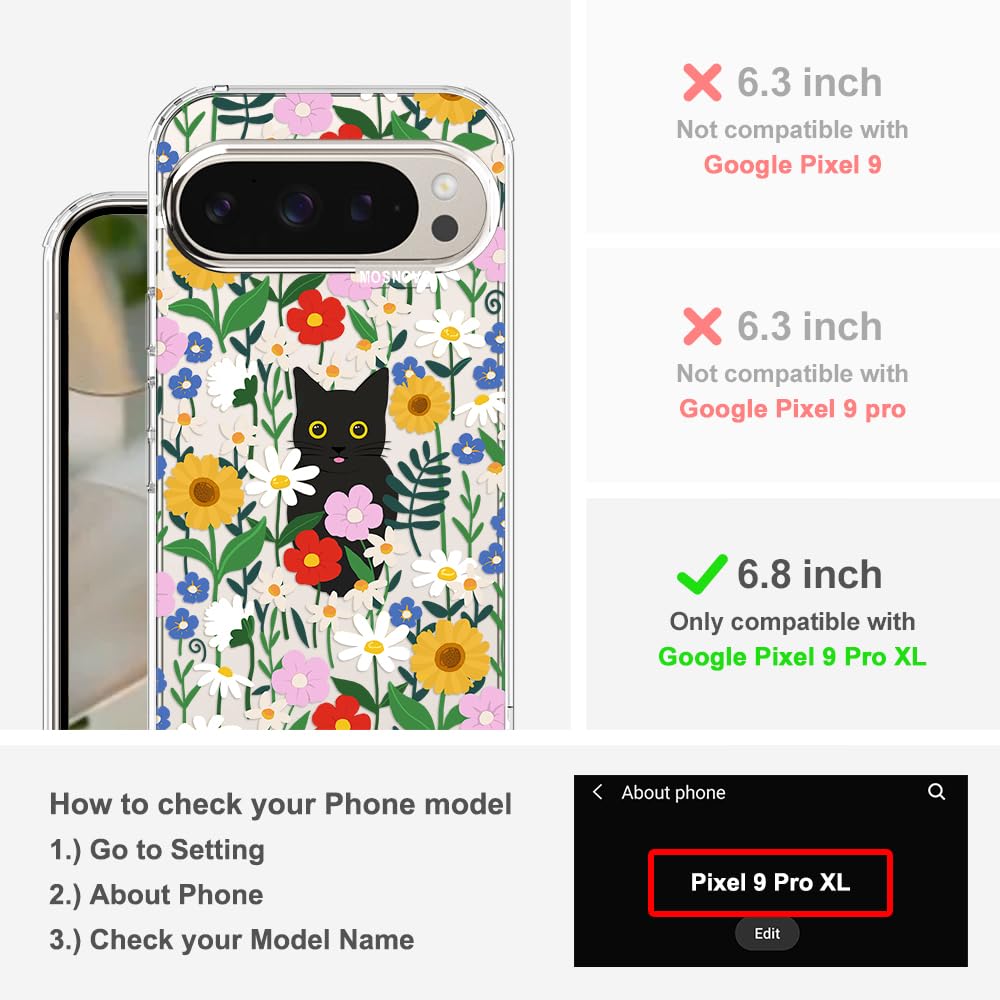 MOSNOVO Case for Google Pixel 10 & Pixel 10 Pro, [Buffertech 6.6ft Military-Grade Drop Protection] [Anti Peel Off Tech] Clear TPU Bumper Phone Case Cover Design - Cute Cherry — view 317