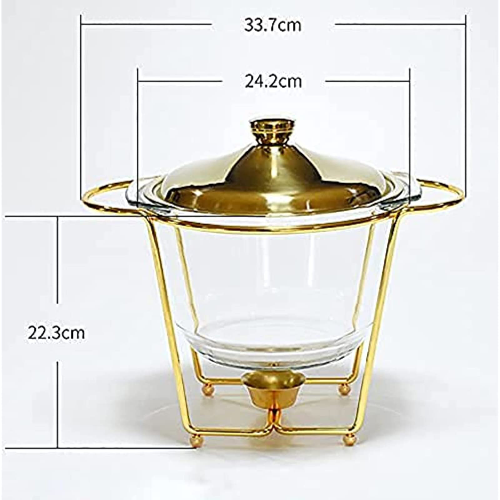 Chafing Dish, Chafer de tamaño completo de 4L, Juego de Chafer Dish de acero inoxidable con bandeja de vidrio para alimentos y soportes para combustible, para bufés, bodas y fiestas (Plateado)