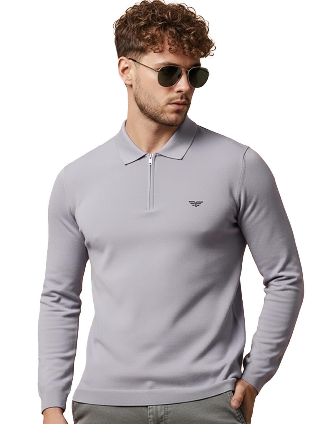 riss Men Solid Polo Neck Full Sleeve T-Shirt-picture-55