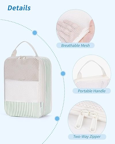 Miniatura 4 de Narwey Juego de 6 cubos de compresión de viaje para llevar en mujeres, bolsa organizadora de embalaje para mochila, equipaje, maleta, bolsas de lona