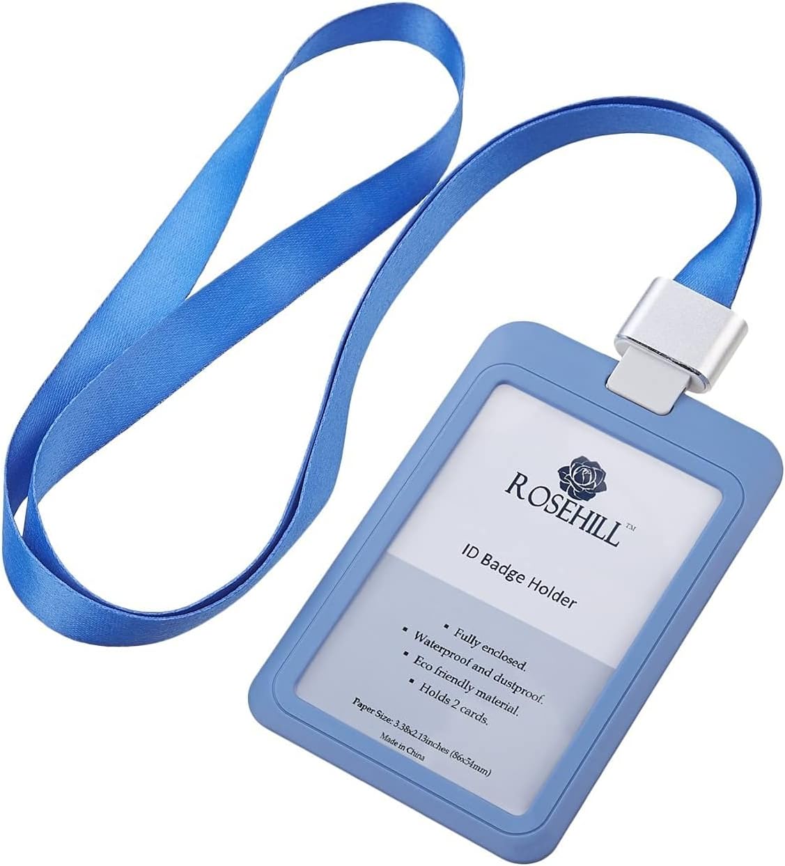 Rubber Badge Holder with Detachable Neck Lanyard (Bonus: FREE retractable id badge reel!!!) (Blue)