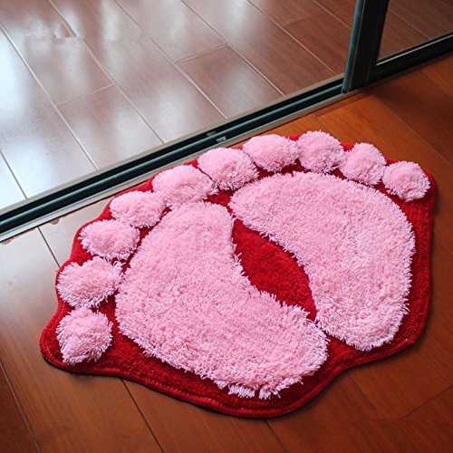 Judy Dre am Big Feet Shape Doormat Soft Area Rug for Kids Room Non-Slip Kitchen Bathroom Bedroom Rugs Outdoor Indoor Floor Mat Wine red 16