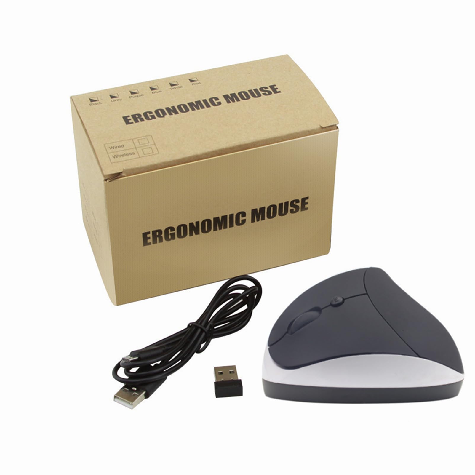 Mouse per mancini, mouse ergonomico verticale ricaricabile 2.4G wireless con ricevitore USB, 6 pulsanti 3 DPI regolabili 800/1200/1600 per computer portatile PC desktop appositamente per