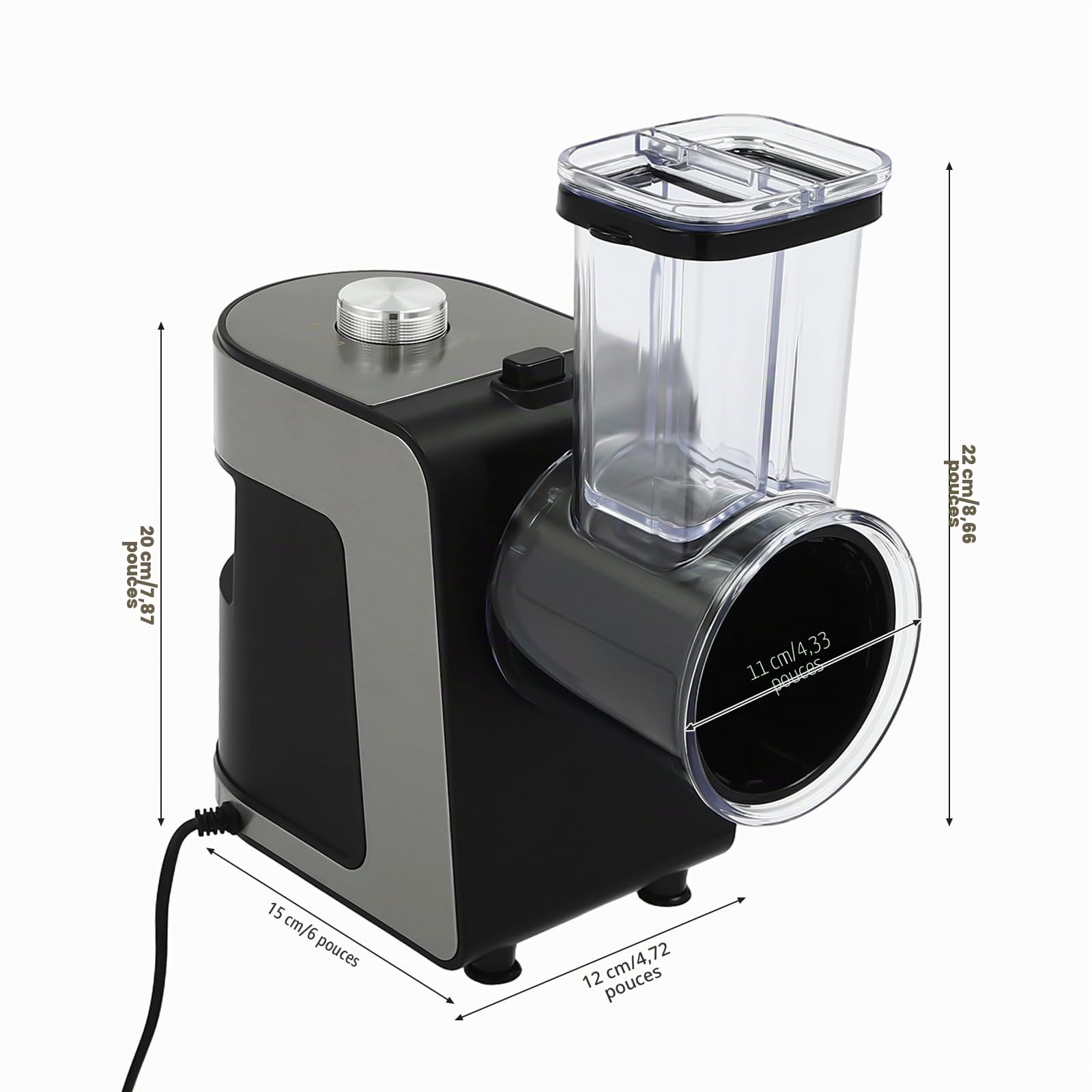 Coupe-légumes électrique 1000 W - Avec 10 lames - Râpe à légumes pour différents légumes, carottes, concombres