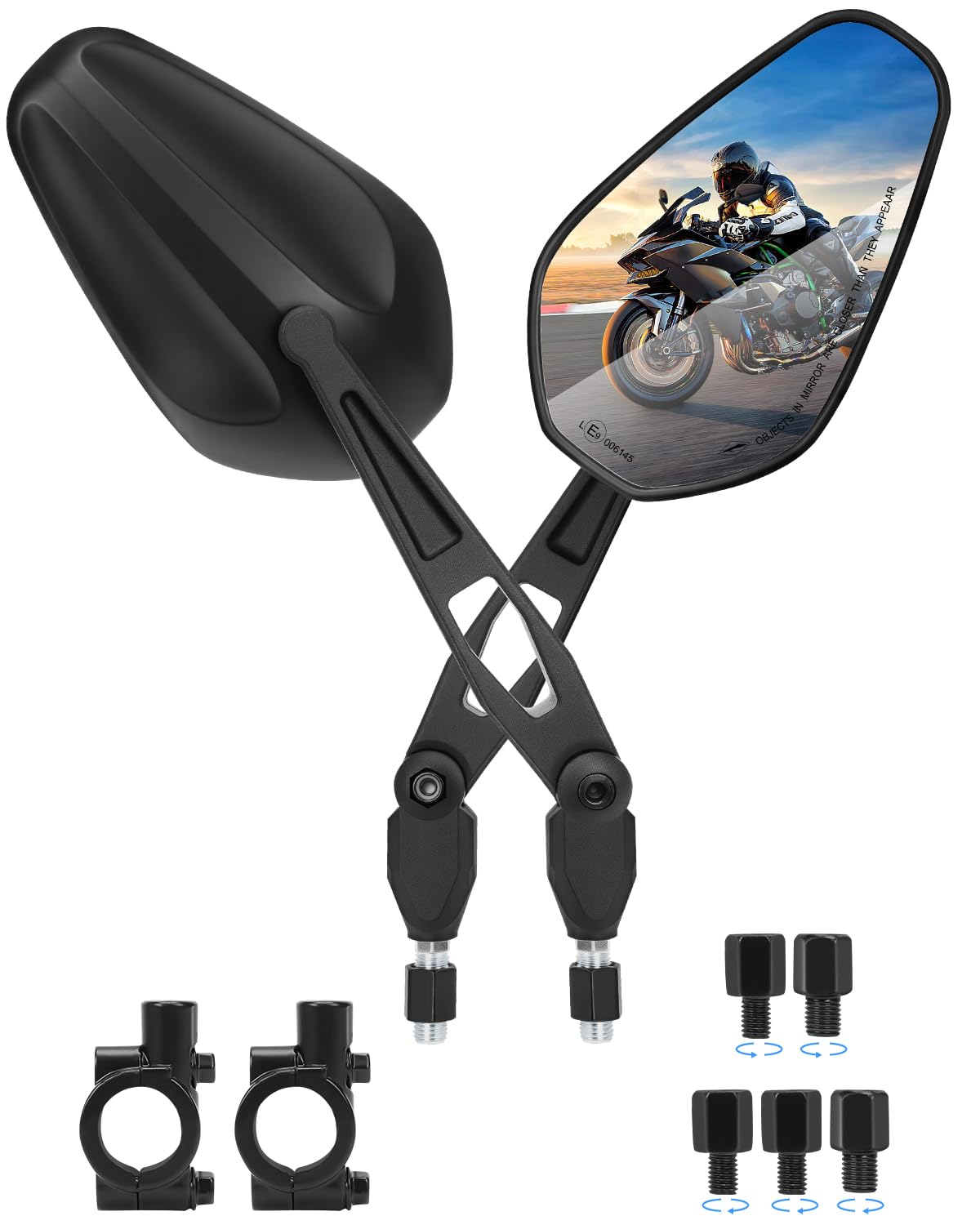 COPPIA SPECCHIETTI MOTO MANUBRIO CON PARALEVA ALLUMINIO FAR LEVER SHIELD VIPER