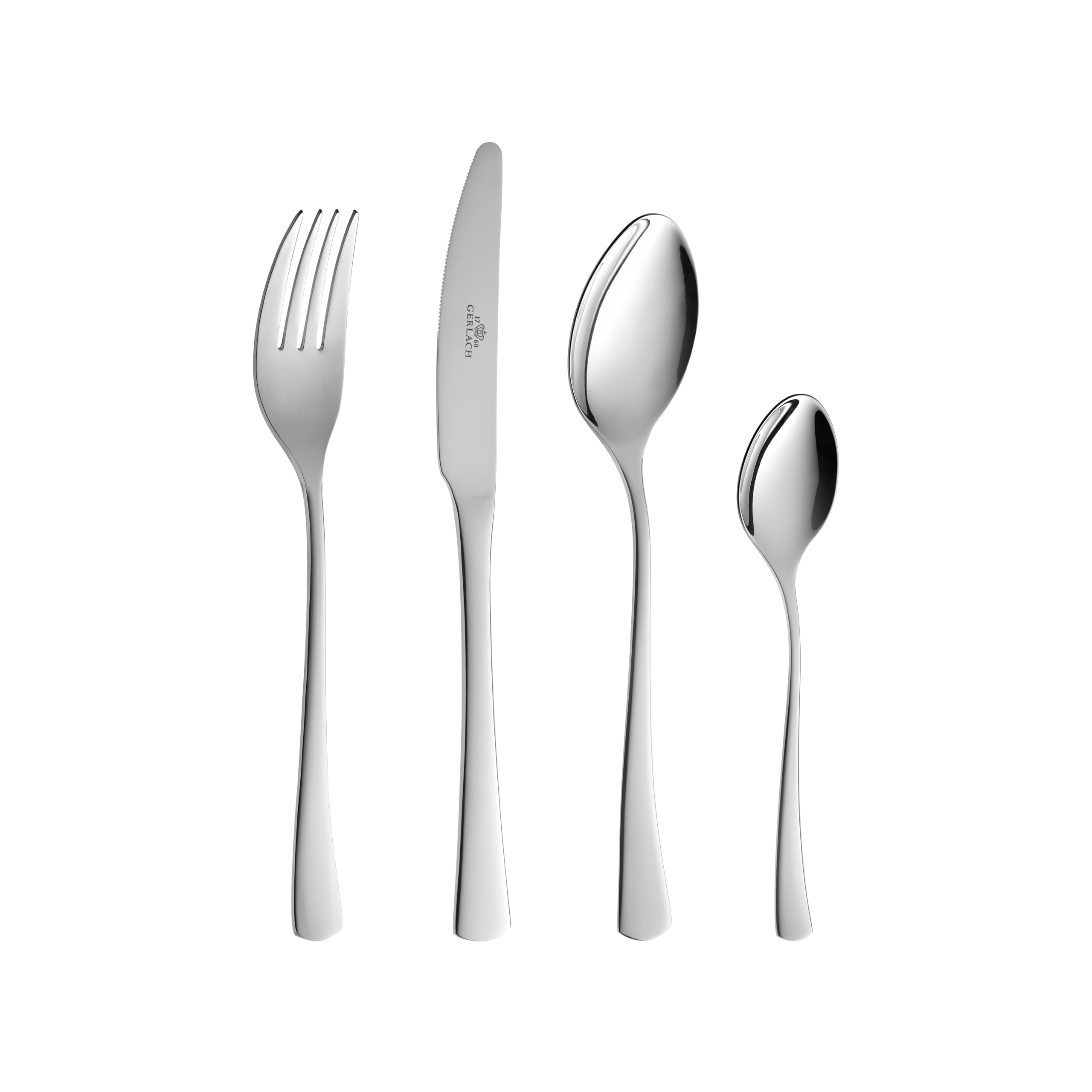 Gerlach Silver 1760 Tune Cutlery Set For 6 People, 24 Pieces, Stainless Steel 18/0, Nickel-Free, Dishwasher Safe