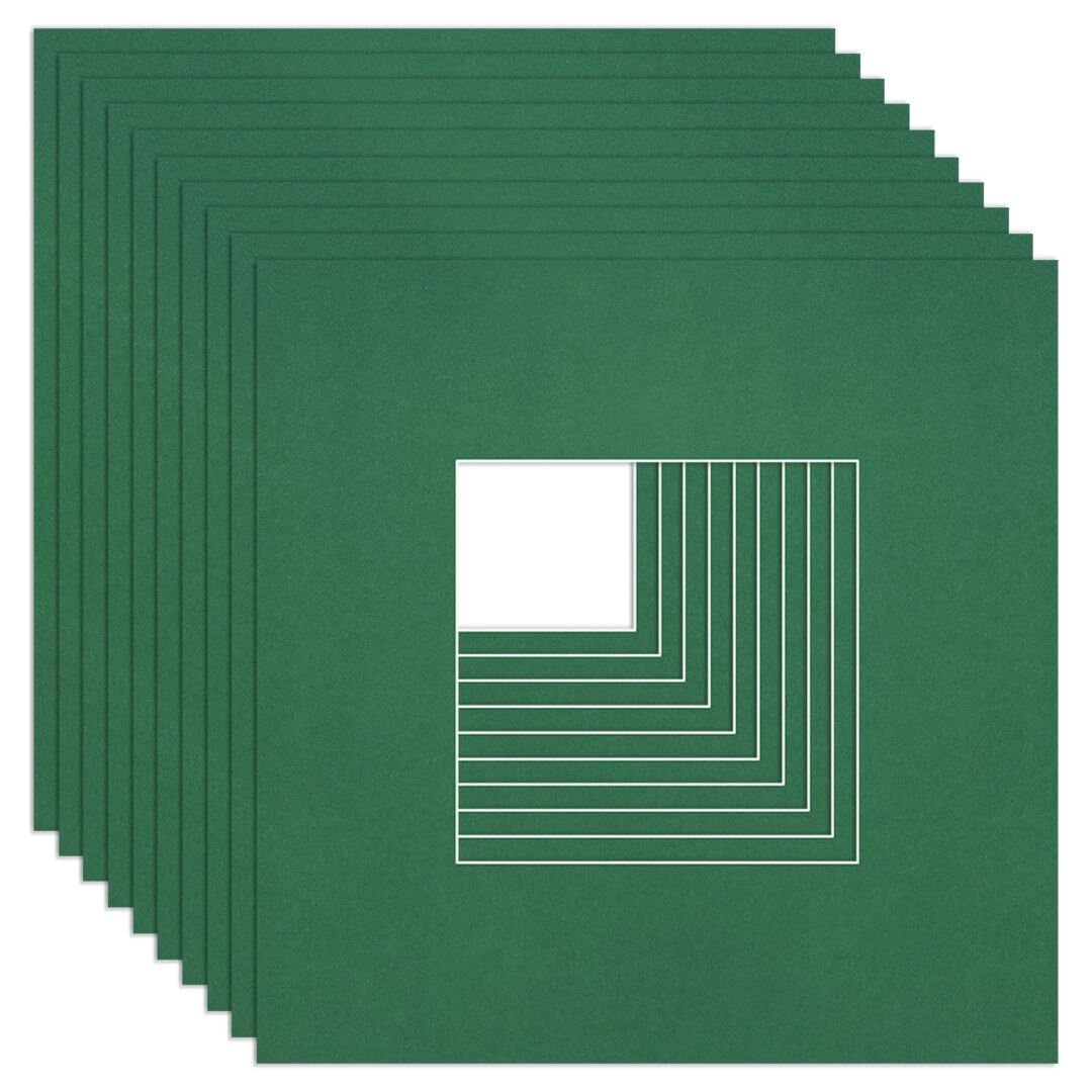 Procut Global 10x10" Emerald Picture Mounts to Fit 5x5" Aperture - Precision Cut Cardboard Photo Mount - Ideal for Frames, Prints, Artwork & Certificates - Sizes & Colours Available - 10 Pack โ image 1