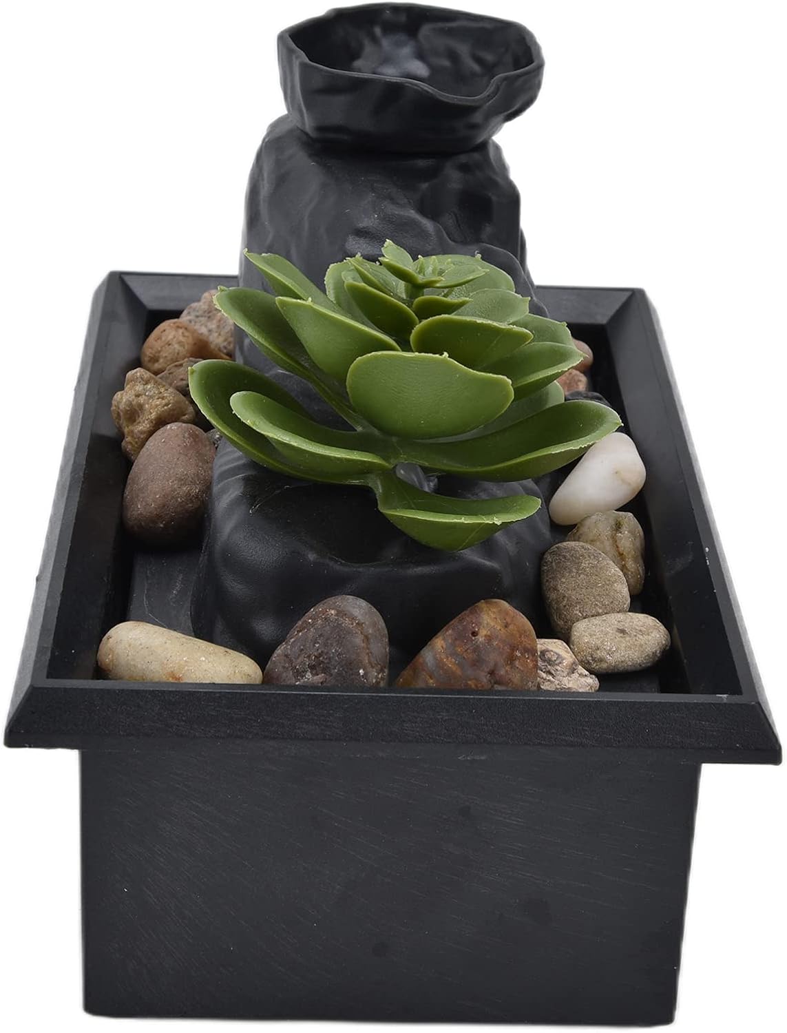 Tabletop Fountain, Relaxation Soothing Sound Water Fountain, Decorative Zen Meditation Waterfall with LED Light, USB 3V for Indoor, Home & Office Decoration